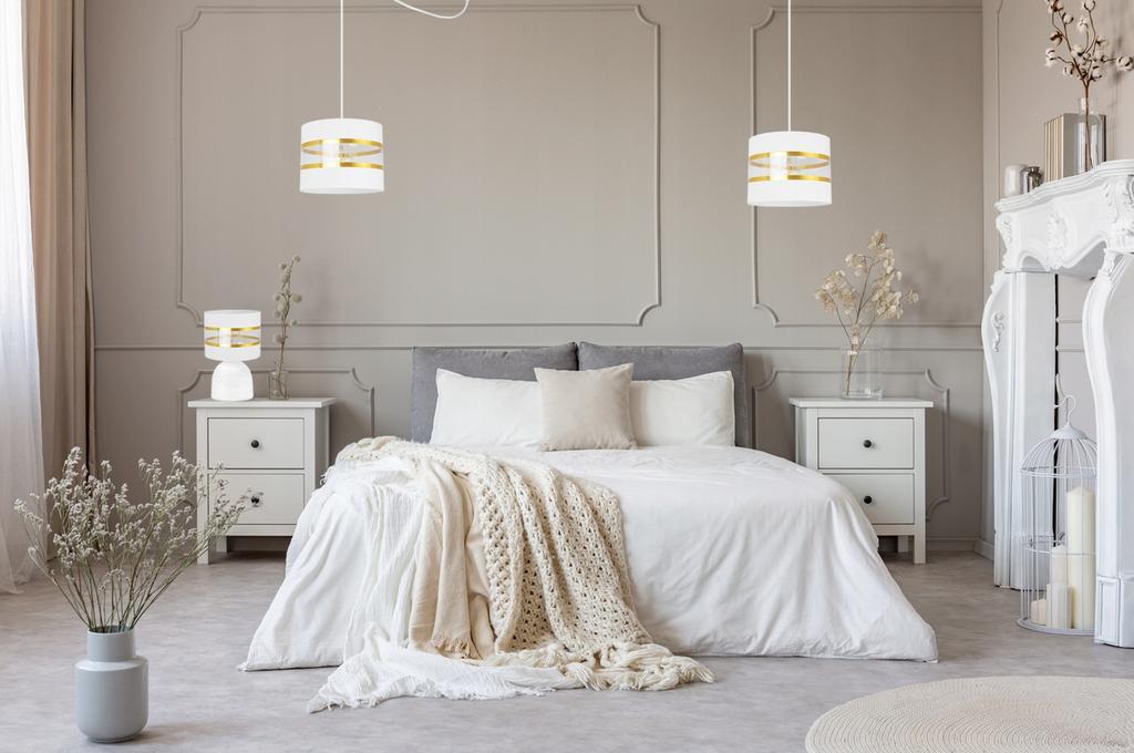 Night Table Lamp, Elegant Gold Lampshade, 20 Cm