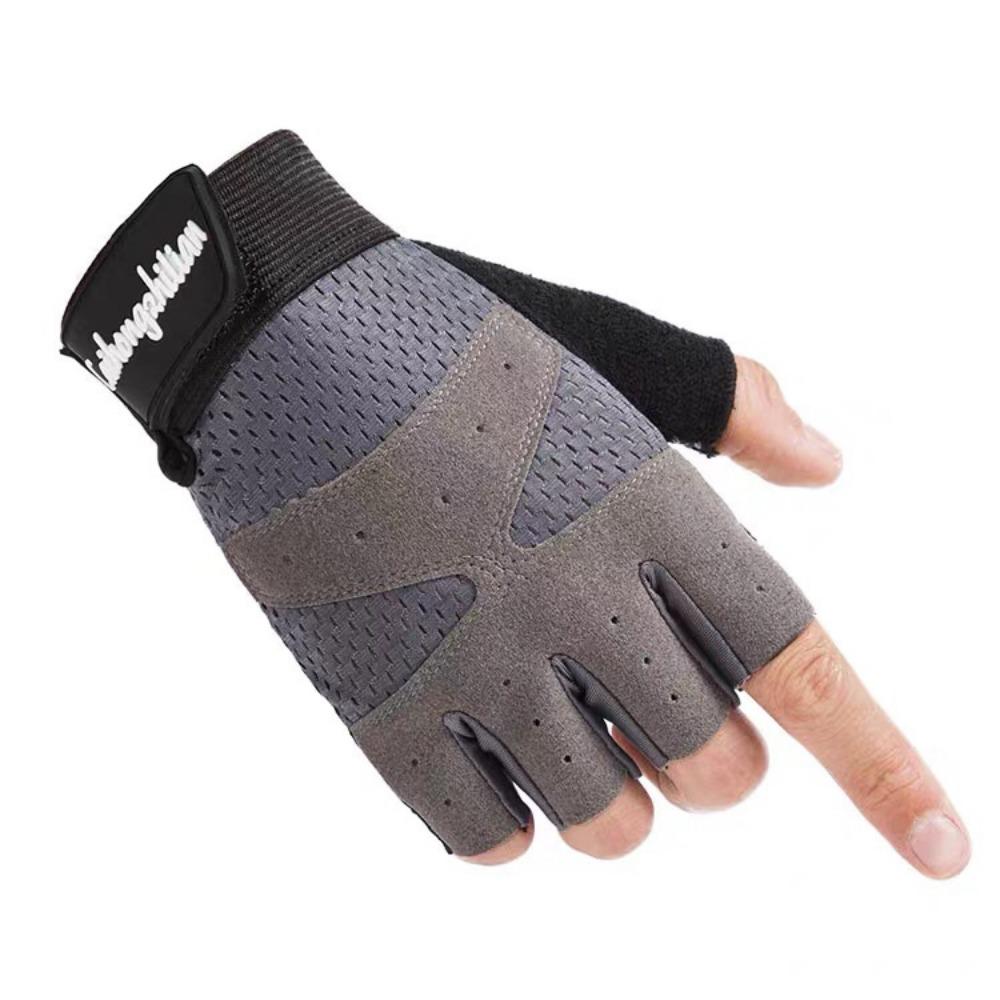 

Half-finger gloves summer fitness equipment non-slip dew fingers M сірий колір