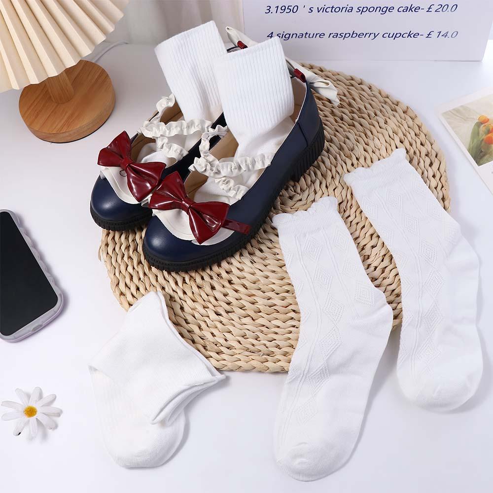 Twist Streetwear Stripe For Girls White JK Socks Women Cotton Socks Lolita Ruffle Socks