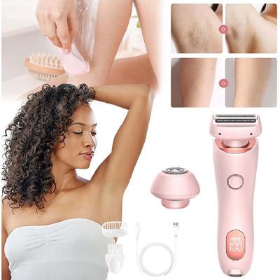 Elektrischer Rasierer für Frauen, 2-in-1 Wasserdichter Bikini-Trimmer, Schmerzfreie Gesichtsbehaarungsentfernung für Frauen, Akkubetriebener Intimhaartrimmer, Glatt
