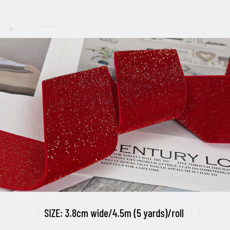 Nastro di Velluto di Seta Oro Rosso per Accessori per Capelli Fai da Te - Misure: 0.6CM, 1CM, 2CM, 2.5CM, 3.8CM