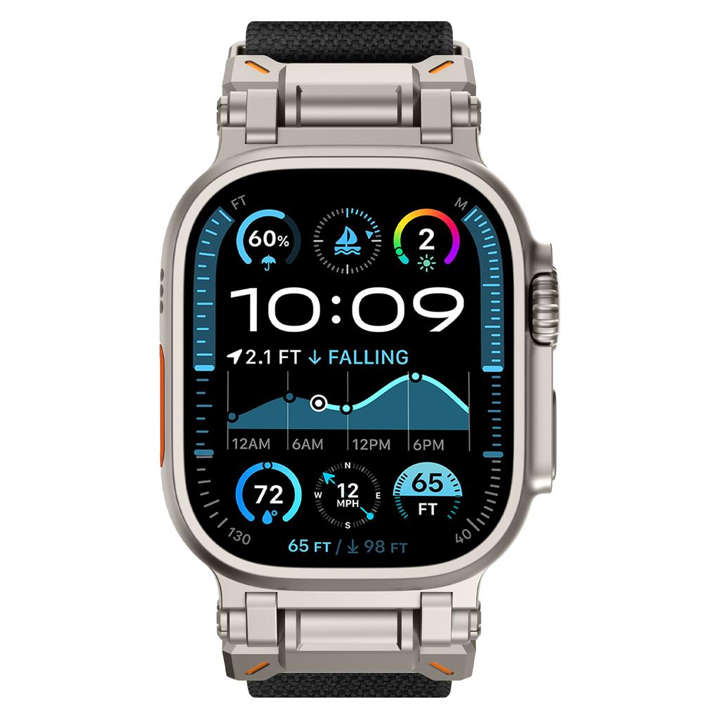 Armband für Apple Watch Serie 10 Ultra 9 8 7 SE 6 5 4 3 2 1 46mm 49mm 45mm 44mm 42mm Titanfarbenes Metallverbinder Nylon Uhrenarmband