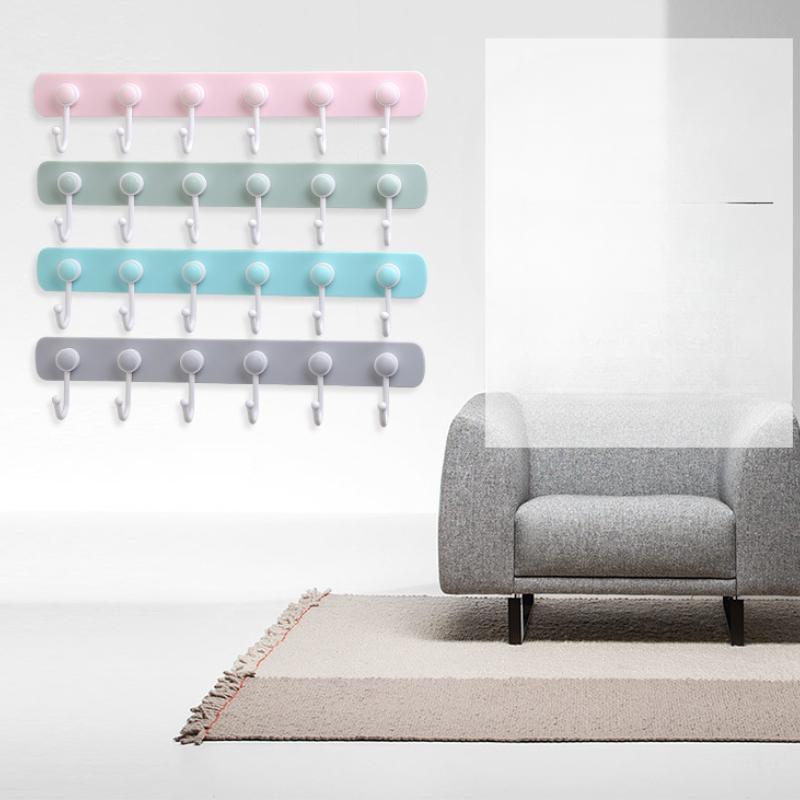 Creative Scandinavian Style Candy Color System Hooks Wall-mounted No-punch Storage Hooks Household Kitchen Bathroom Hooks