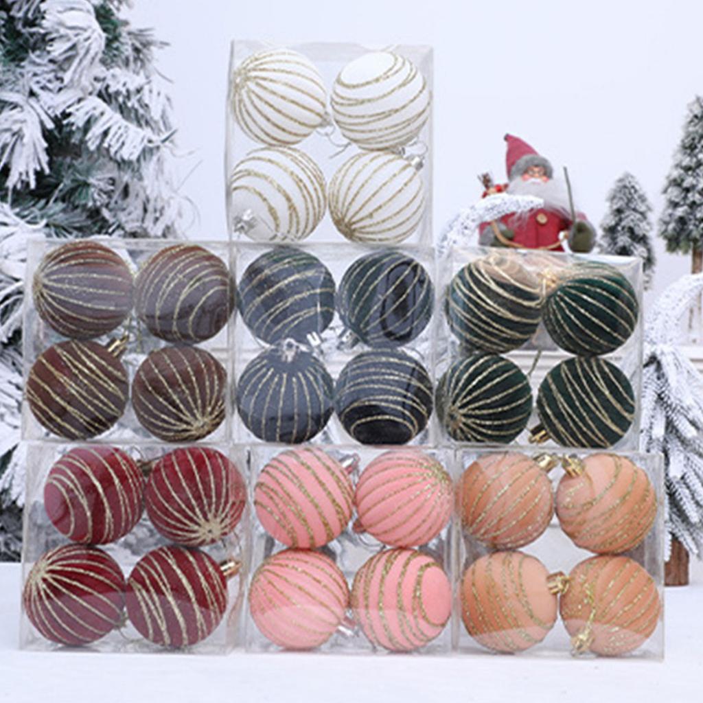 1 Box Flocking Ball Christmas Tree Decorations Multi Color Holiday Ornaments For Festival Home Party Decoration