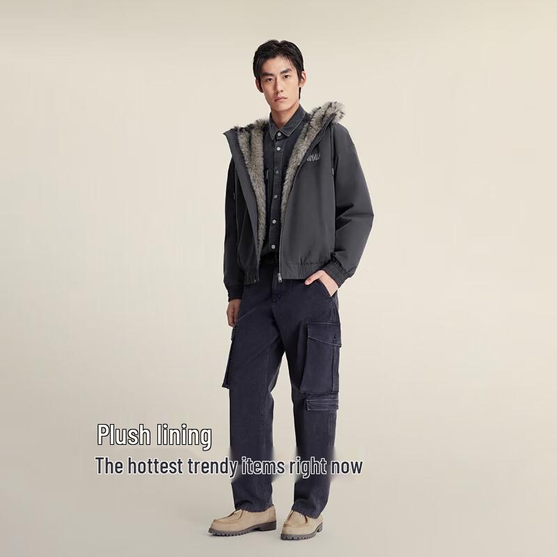 Jack & Jones Herren Kapuzen Winterjacke mit Fellkragen