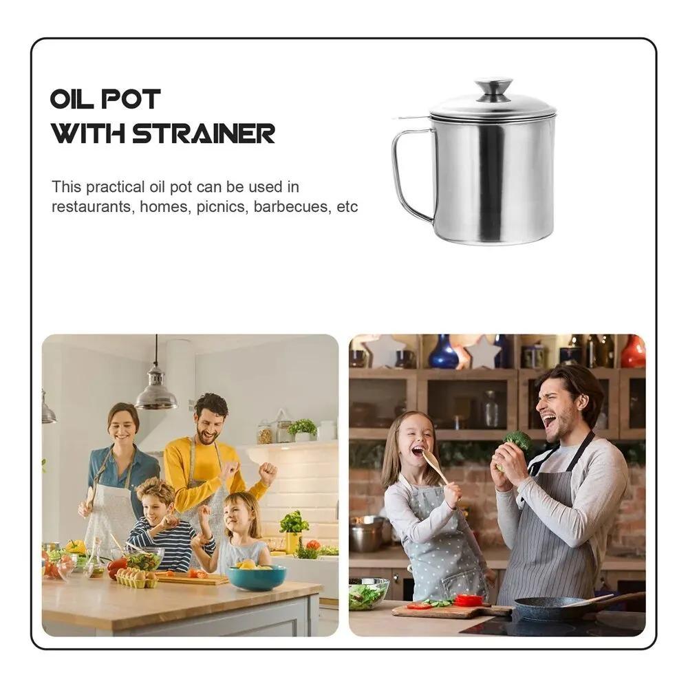 Contenitore per Grasso di Bacon Contenitore per Olio da Cucina Lattina con Colino per Conservare Olio per Friggere la Carne e Grasso da Cucina