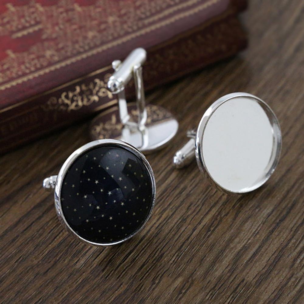 10pcs/ lot 10mm,12mm,14mm,16mm,18mm,20mm, Bright Silver Plated Copper Cufflink Base Cuff Link Settings Cabochon Cameo Base