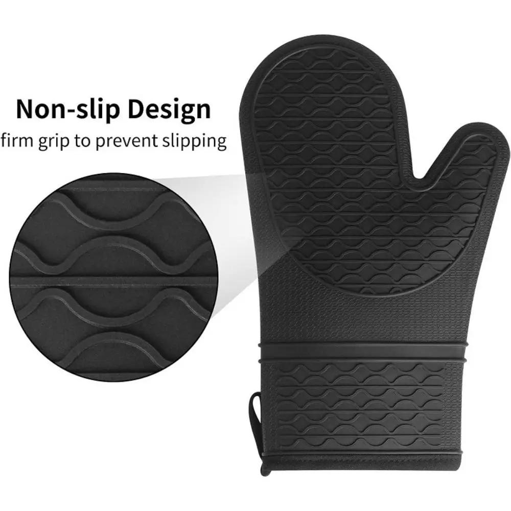 Food Grade Silicone Oven Mitts Honeycomb Cotton Lining Heat Resistant Mitts Soft Durable Baking Gloves Household