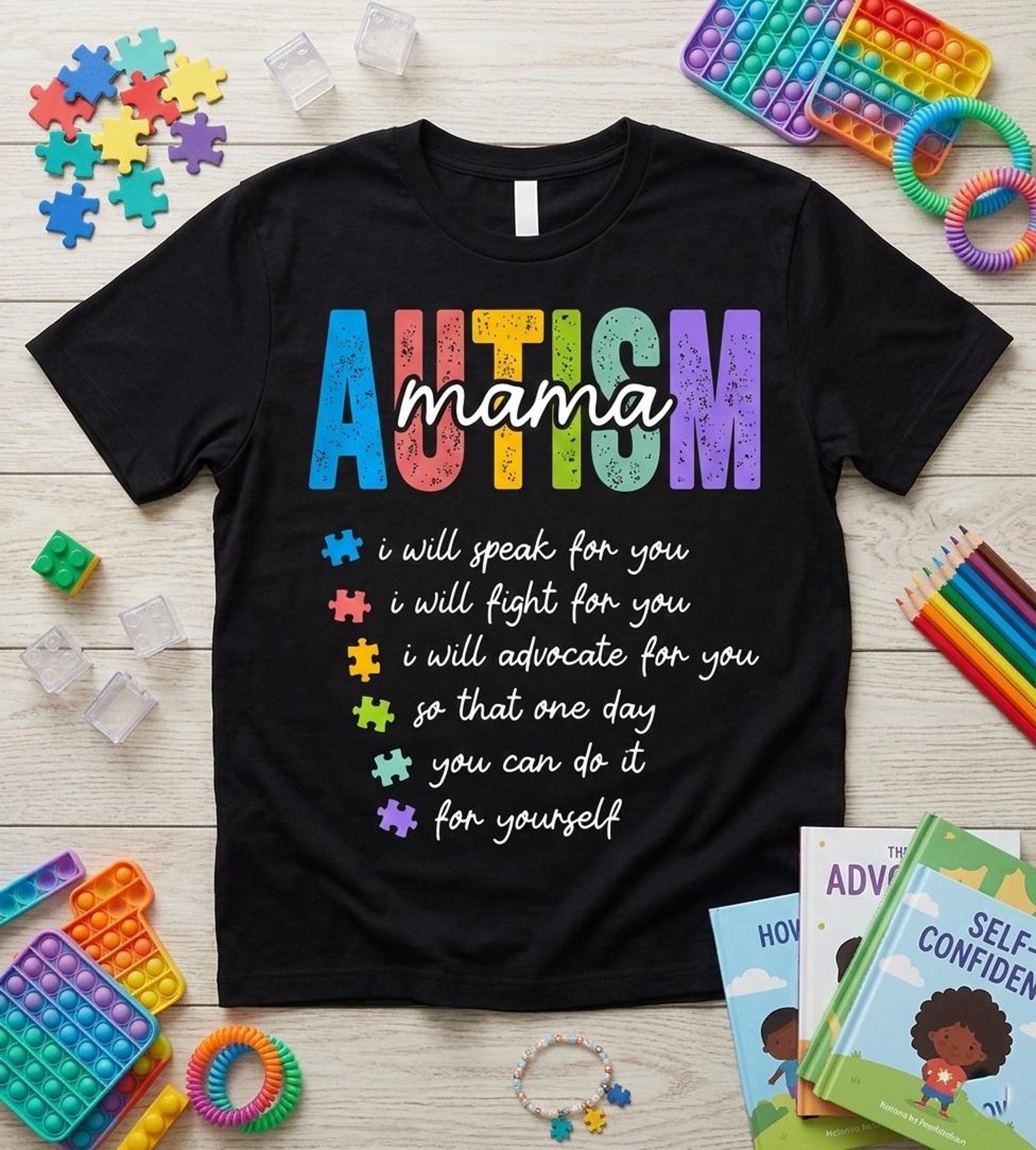 Autism Mama I Will Fight For You Shirt Autism Mom Awareness Tee M