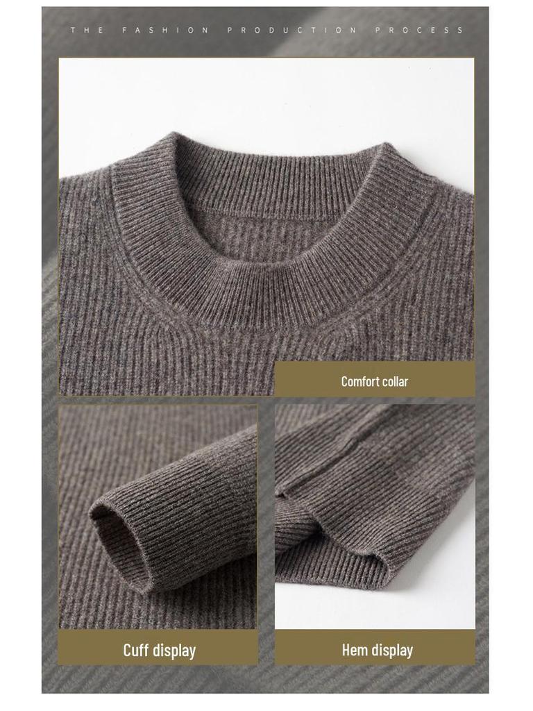 Men's 2025 Winter Wool Sweater: Fashionable Korean Style, Loose Fit, Thickened Round Neck for Middle-Aged and Young Men.