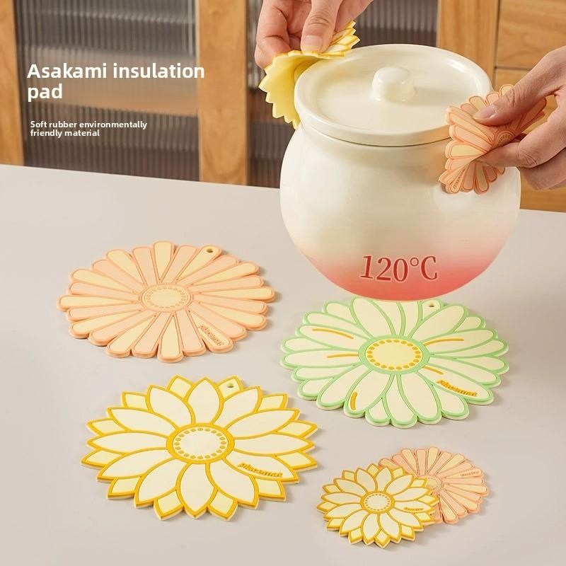 Posavasos De Silicona Con Diseño De Flores, Resistente Al Calor Y Antideslizante Para Mesa De Comedor