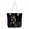 Multifunctional Cool Black People Printed Thick Rope Shoulder Beach Bag Casual Large Capacity Handbag 0114