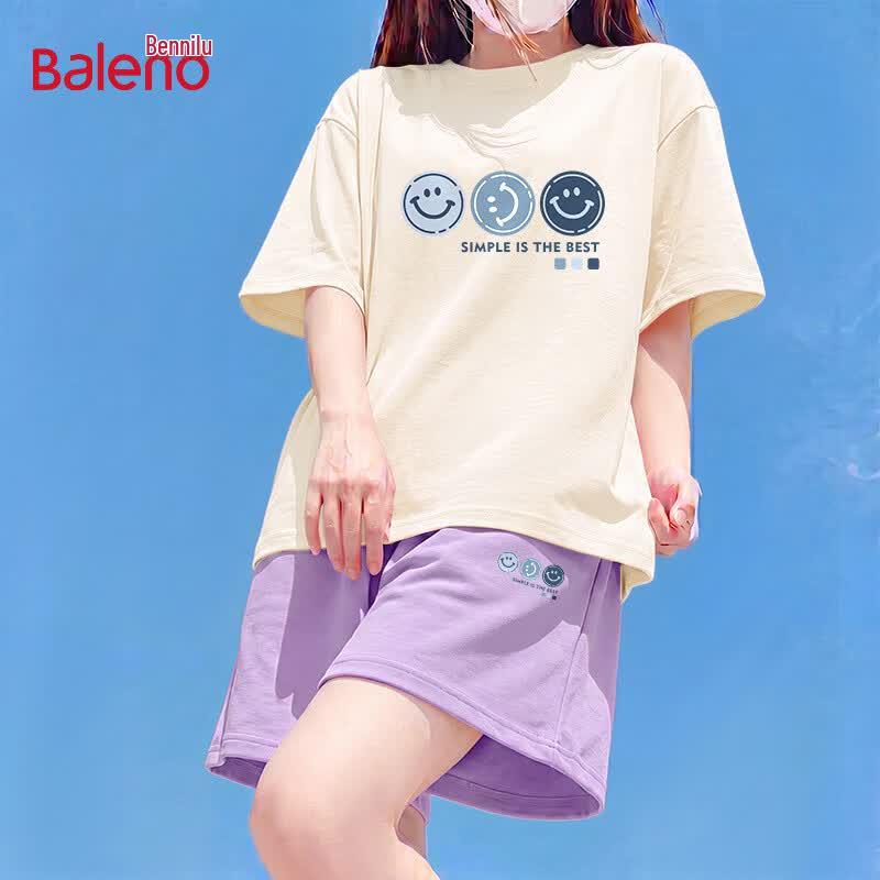 Baleno Women s Japanese Style Printed Cotton Short Sleeve & Shorts Set S