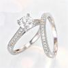 CopperFour Claws Round Ring for Women 2 pcs/set AAA Cubci Zirconia Wedding Rings Set Engagement Jewelry