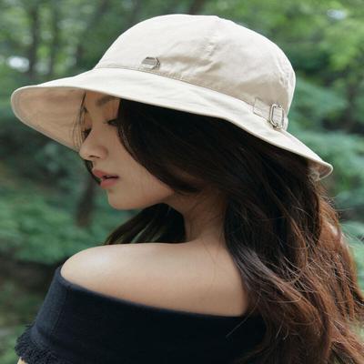 Women's Cotton Adjustable Buckle Bucket Hat H002 WHITE