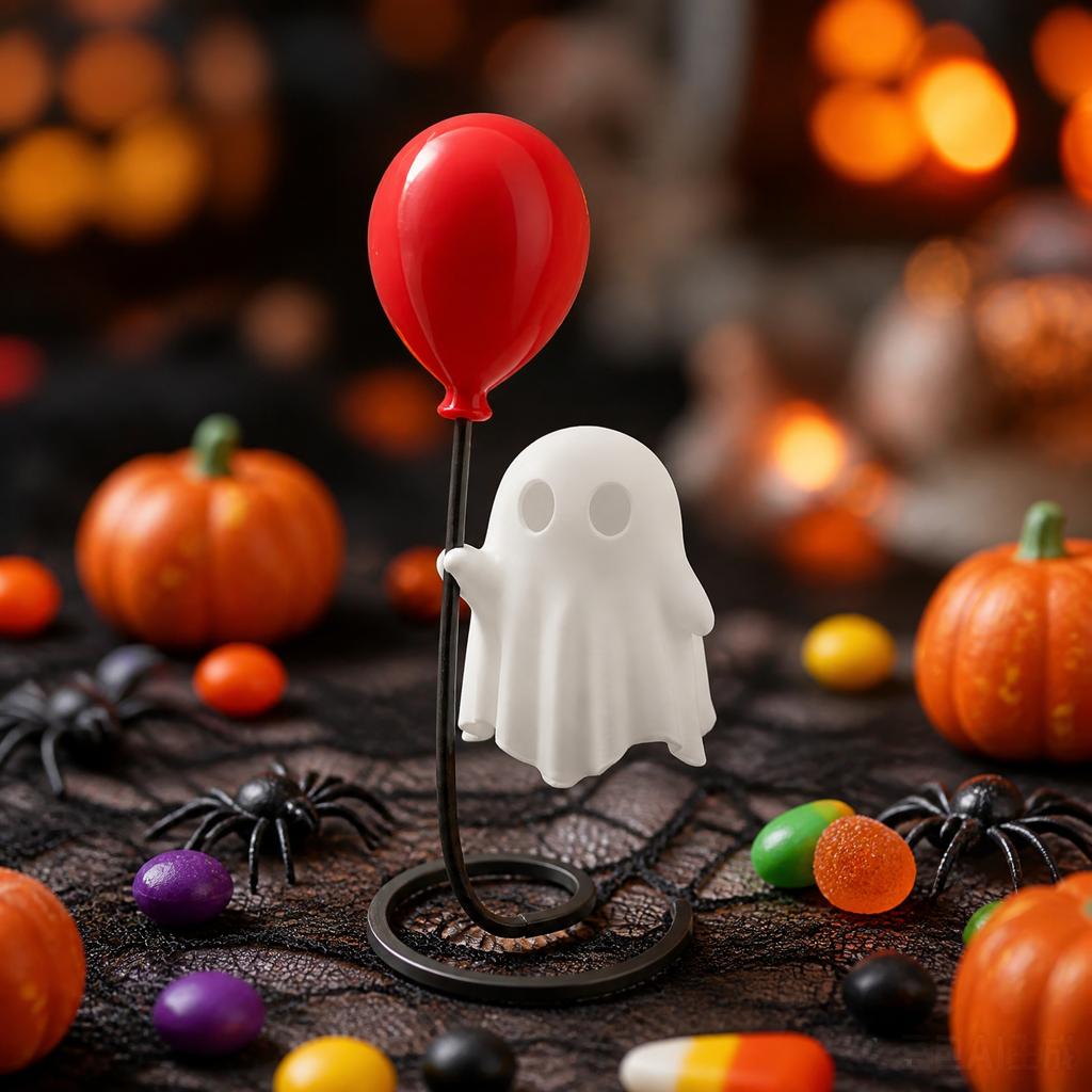 Halloween Ghost Party Decoration with Balloon Stand Indoor Tabletop Ornament for Seasonal Holiday Display and Festive Home Decor
