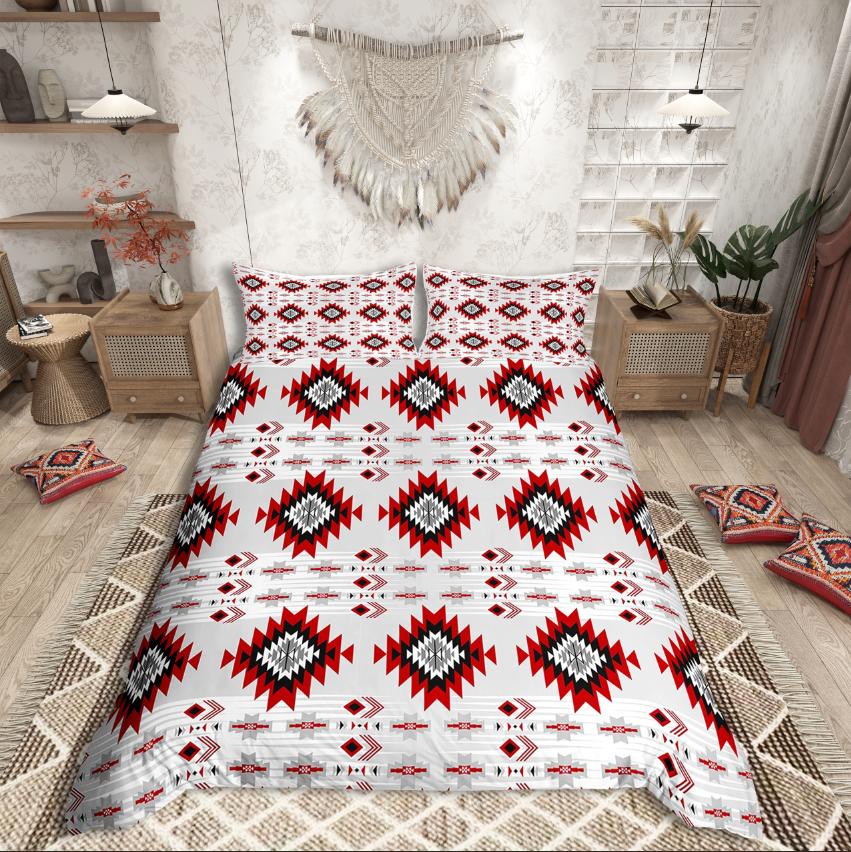 Homewish Tribal Aztec Duvet Cover Set,Bohemian Theme Bedding Set for Teens,exotic Style Decor