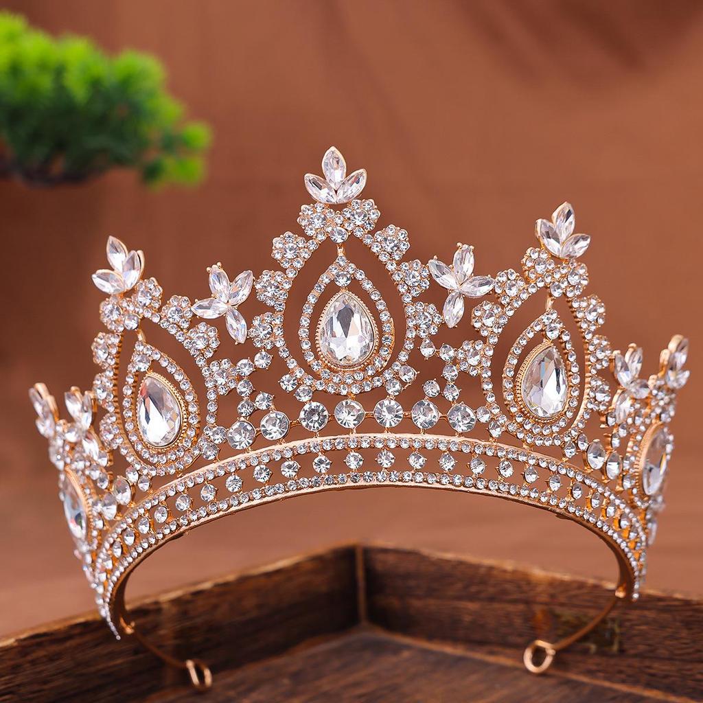 Elegant Bridal Rhinestone Crown Headdress for Weddings & Pageants