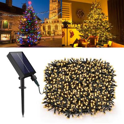 Outdoor Solar String Fairy Light 10M 20M 30M 50M 100M Waterproof Garland Large Solar Panel Fast Charge Lamp For Christmas Garden Decor