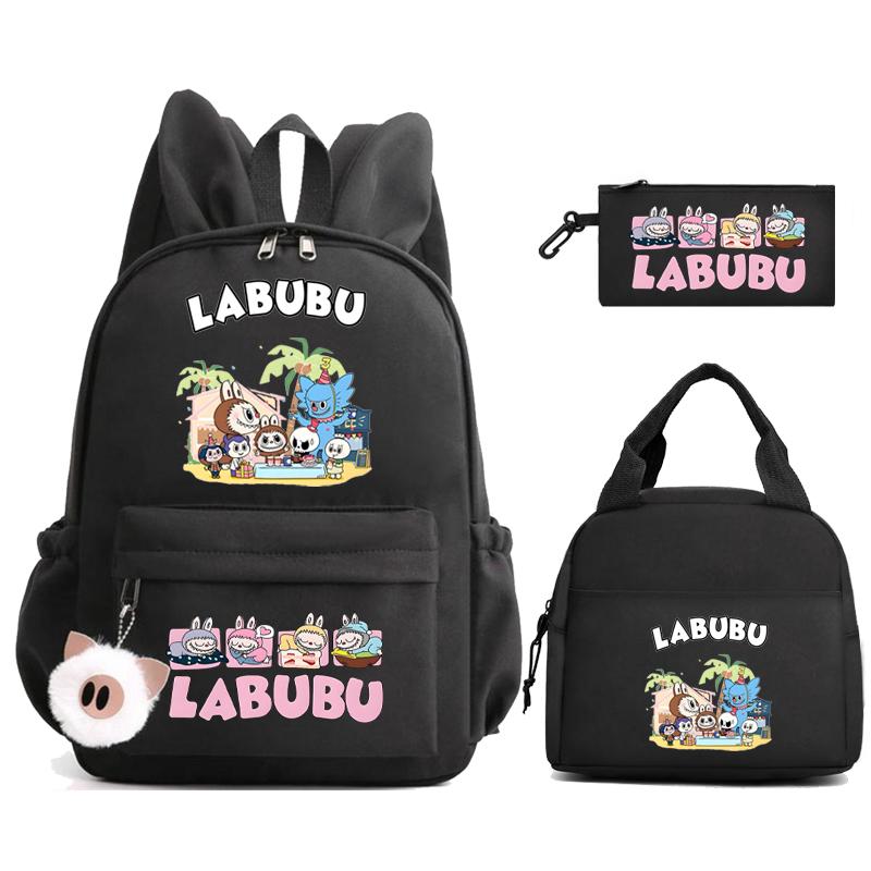 3Pcs/set Cute Printed Backpack Lunch Bag Pencil Case Children Girl Boy Mokoko Student Schoolbag Zimomo Kid Gift Mochila