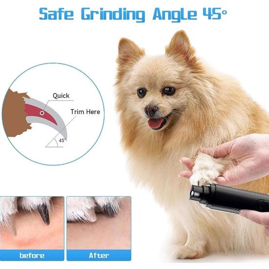 Yousheng Electric Pet Nail Grinder USB Rechargeable Dog Nail Trimmer with LED Light 3 Grinding Methods Silent Portable Nail Grinder for Small to Large
