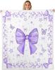 GUOYU Blanket Bow Sherpa Throw Blanket for Couch Bowknot Super Soft Cozy Fleece Dreamy Princess Style Blanket for Winter Plush Throw Pink Bow