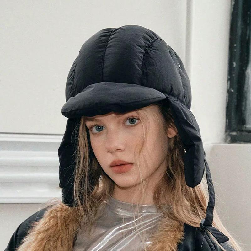 Men's and Women's Winter Thicken Solid Color LeiFeng Hat Warm and Cold Proof Ear Protection Versatile Flying Hat Outdoor Cycling