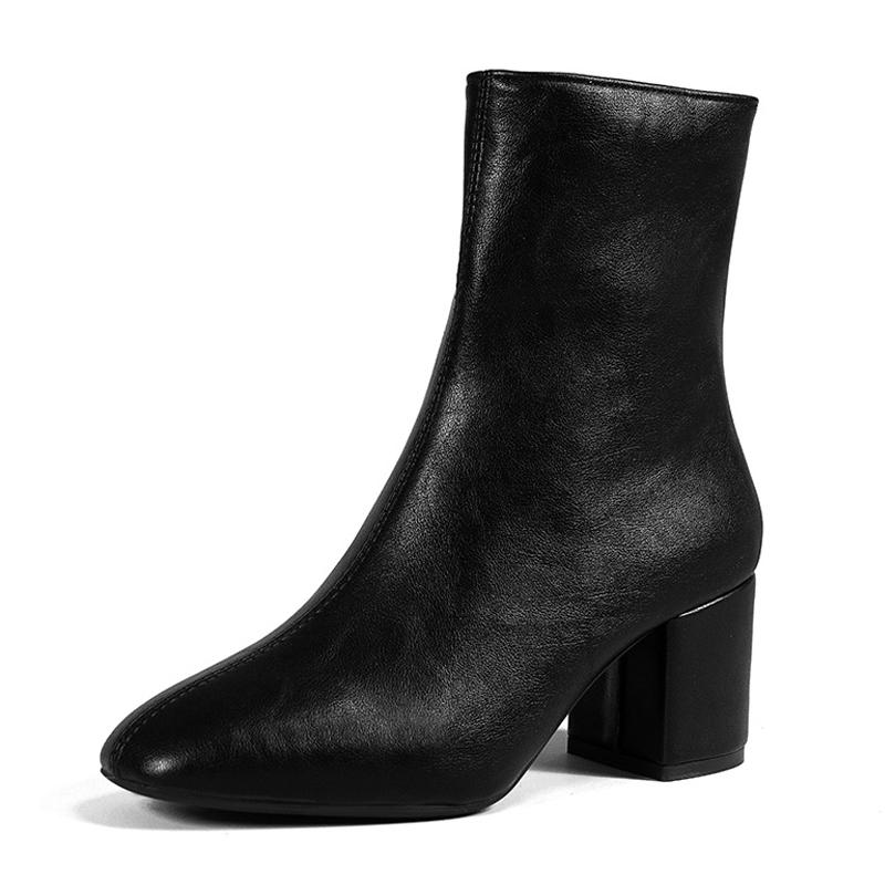 Women Side Zipper High Thick Heel Short Boots Fashion Ankle Boots for Office Nightclub Evening Party Wedding Banquet Gathering 35 чёрный 2690₽