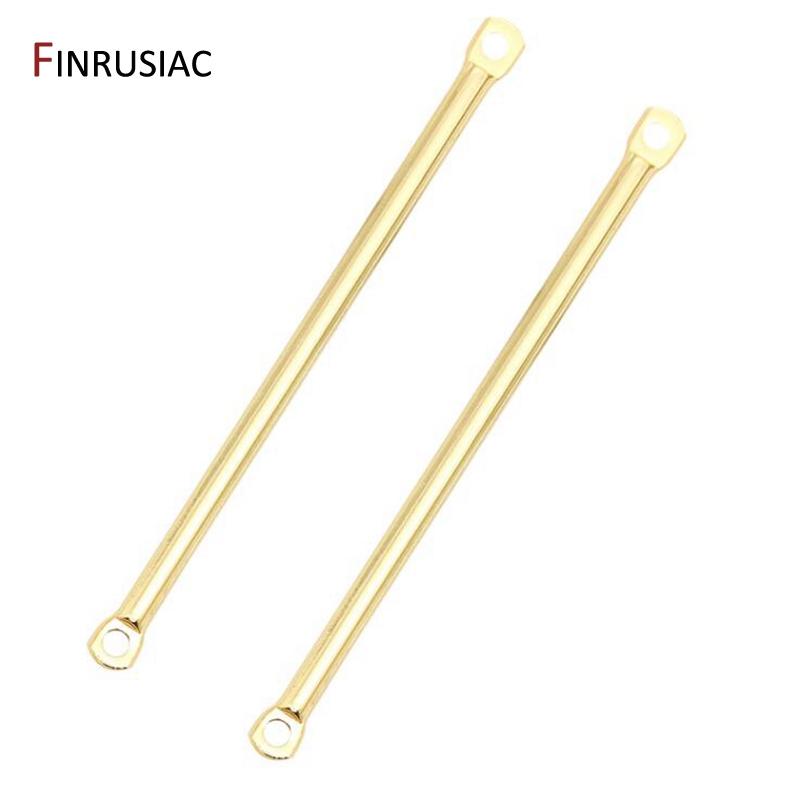 14K Real Gold Plated 35mm Long Metal Bar Links Thin Stick Strip Connectors Charms for DIY Earrings Jewelry Making Accessories