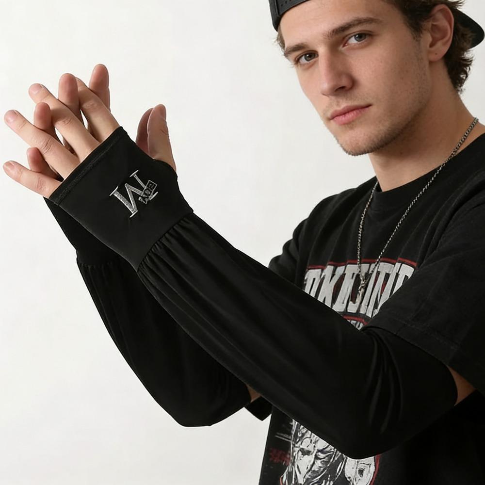 Outdoor Riding Ice Silk Arm Sleeves Fingerless Breathable Cooling Sun Protection чёрный
