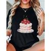 Plus Size Clothing Women's Harajuku Sleeve Casual Cherry Cake Print Short Sleeve Crew Neck Casual Sports Short Sleeve Crew Neck