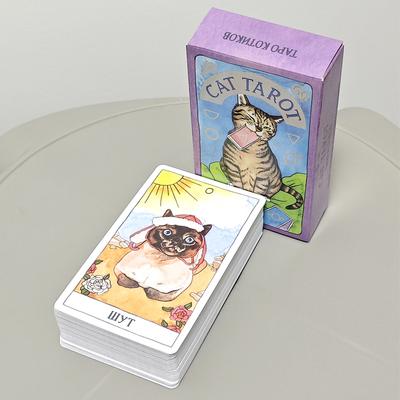 10.3*6cm Cat Tarot Russian Language 78 Pcs Cat-themed Tarot Cards Combine Authenticity with A Feline Sense of Humor