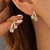 Gold-Plated Pearl Stud Earrings for Women - Fashionable, Light Luxury European & American Style