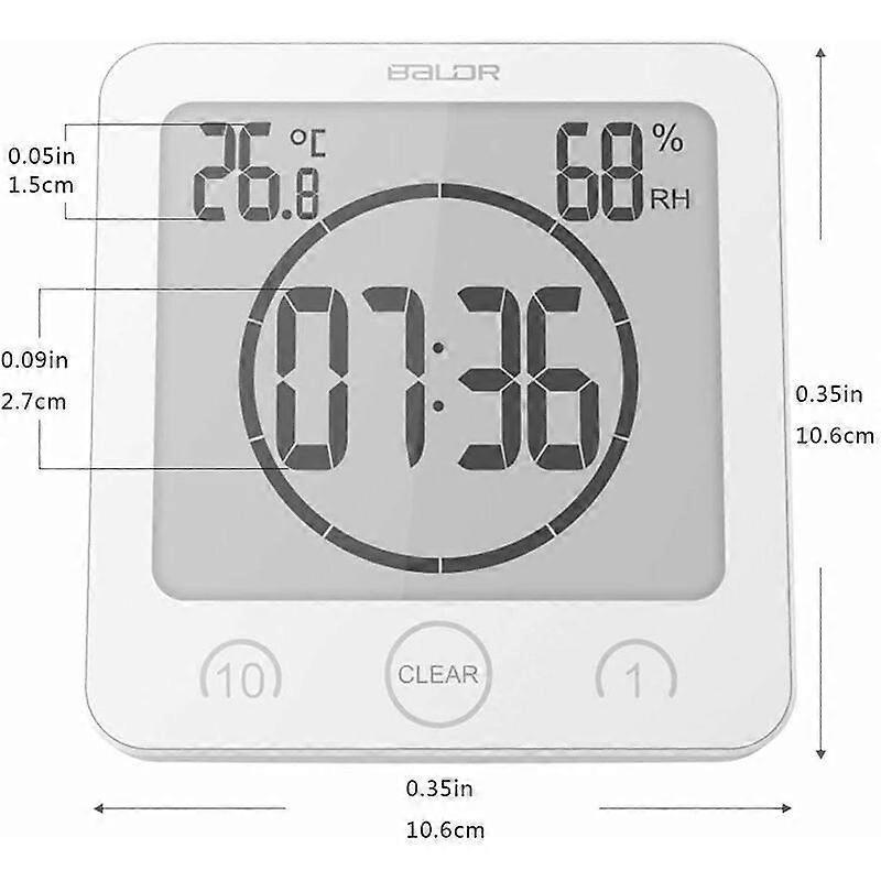 LCD Digitale Duschuhr, Badezimmeruhr Wasserdicht Duschuhr Timer Temperatur Feuchtigkeit Wand Dusche Uhr Küche Timer (