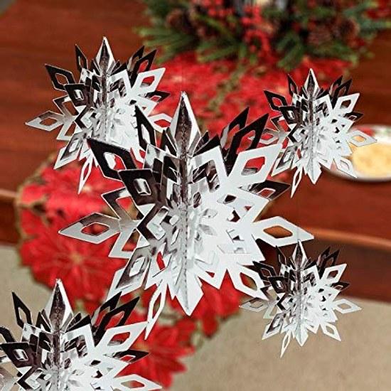 LOKIPA Christmas decoration set ornaments silver 12-piece cute decorations interior snowflake snow crystals party goods (snow crystal type 2)