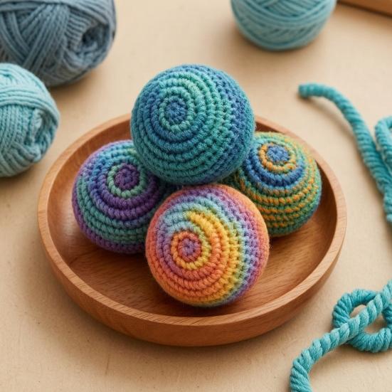 6Pcs Knitted Footbag Sack, Handmade Crochet Juggling Balls for Beginners, Soft Yarn Sandbags for Outdoor Play, Colorful Gift for Teens Adults