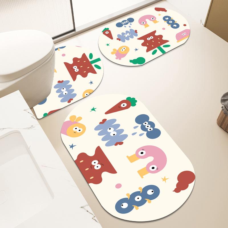 Toiletteneingang Badezimmer Saugfähige Matte Saugfähig Rutschfest Toilette U-förmige Bodenmatte Badezimmer Waschbecken Fußmatte W489WW-30 * 40cm