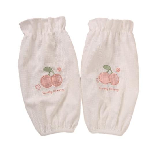 Cute Aesthetic Sleeve Covers Winter Stain Resistant Sleeves, Cherry Embroidery Print, Waffle Fabric Anti-dirty Arm Elastic Cuff Protectors for