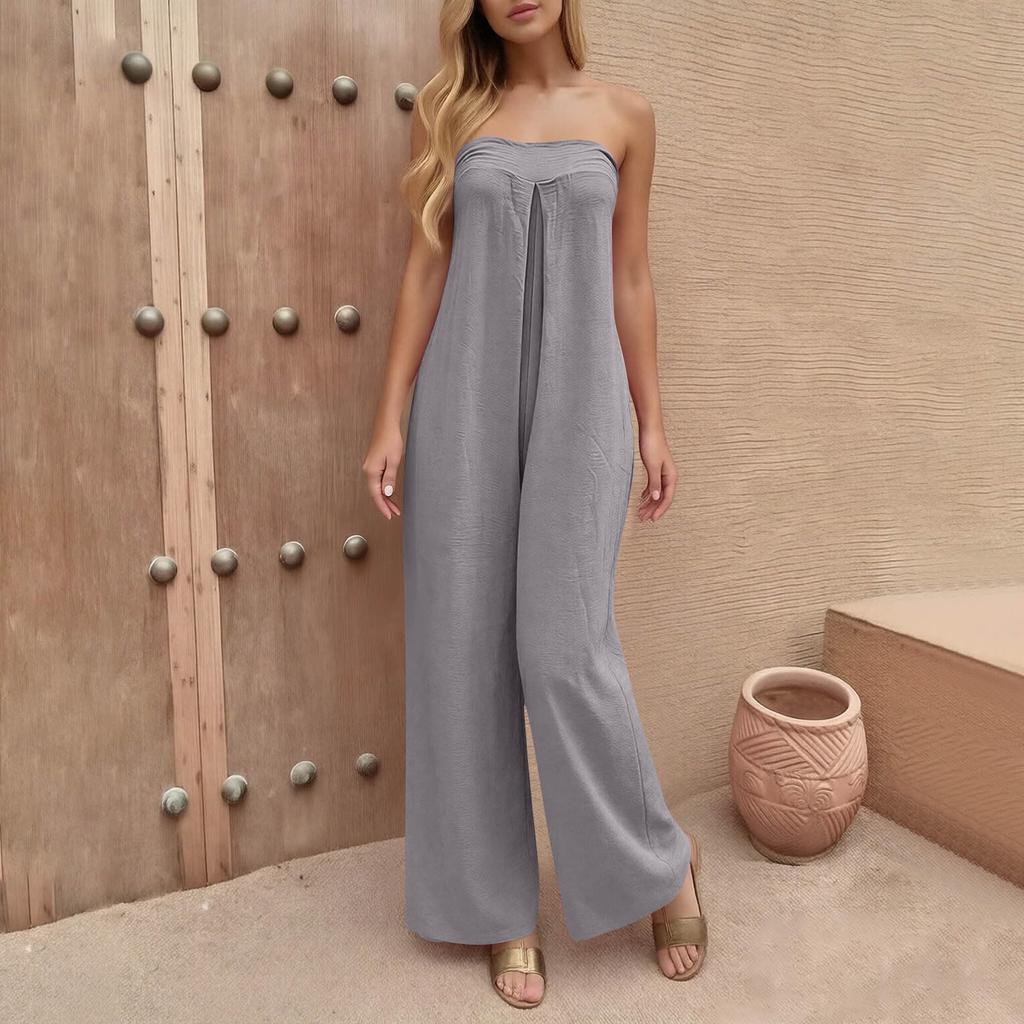 Jumpsuits For Women Sleeveless Spaghetti Strap Womens Jumpsuit Wide Leg With Pockets
