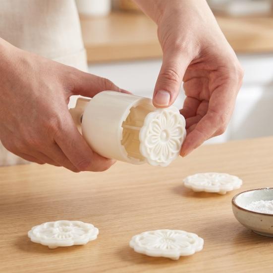 Baking Tools for Pastry Hand Press Mooncake Mold, Peony And Lotus Flower Stamps Plastic Kitchen Gadgets Cookies Tool, Handmade Supplies DIY