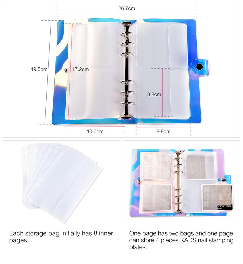 kads 32 Slots Nail Art Stamping Plate Holder Armazenamento Alto Laser Nail Plate Organizador Vazio Caso para Rodada 7*8 CM Stamp Template