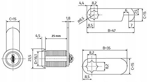 Zamek Kaset.fi-19X25Mm System 25 Szt