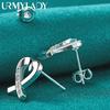 925 Sterling Silver Love Heart Zircon Stud Earrings For Women Wedding Party Fashion Jewelry