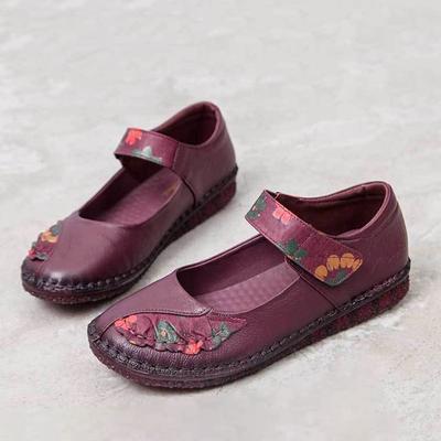 Genuine Leather Shoes Women Soft Sole Hollow Flat Shoes Slip On Loafers for Women Vintage Flats