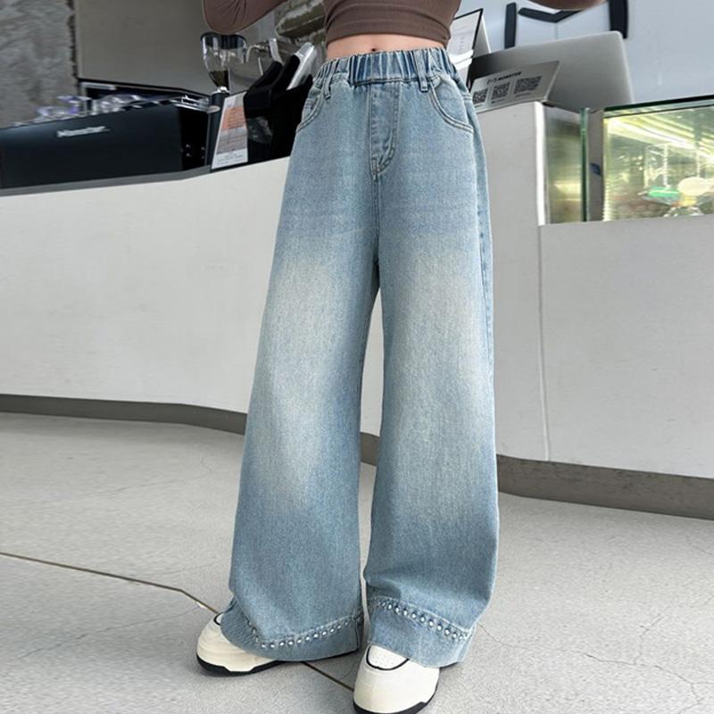 Teenager Mädchen Lockere Jeans Kinder Frühling Herbst Weitbeinige Denimhosen Mode Kinder Gerade Hosen Teenager Freizeitkleidung