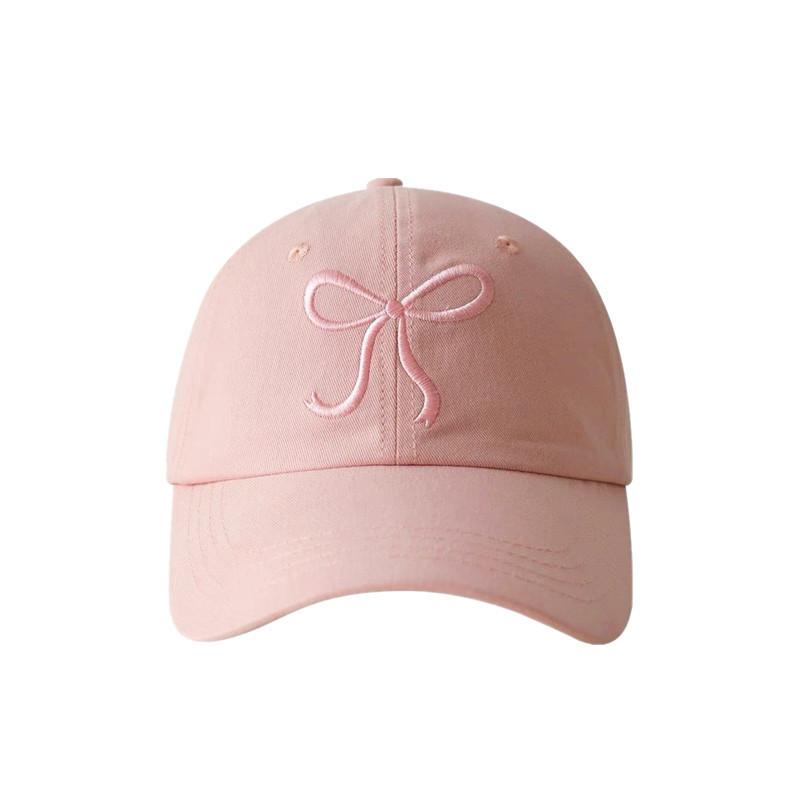 Sweet And Cute Korean Bowknot Baseball Cap Romantic Pink Soft Brim Hat For Girls