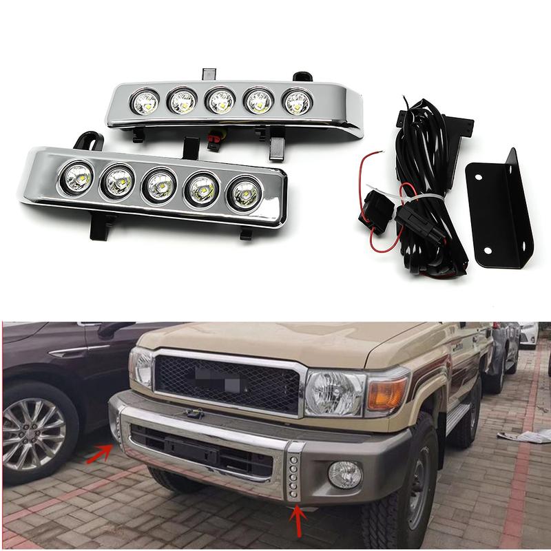 Для Toyota Land Cruiser LC70 LC71 LC76 LC78 LC79 FJ70 FJ71 FJ76 J79 Светодиодная лампа переднего бампера Накладка-крышка дневного ходового огня