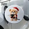 Cartoon Auto Body Decal 2Pcs Christmas Animal Fuel Tank Cover Sticker, Festive Car Cap Decal, Easy Apply Sticker Bear Dog Cat Rabbit Hedgehog Squirrel