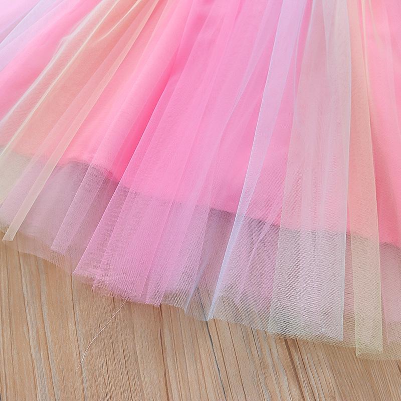 Rainbow Fairy Princess Dress with Puff Skirt and Spaghetti Straps