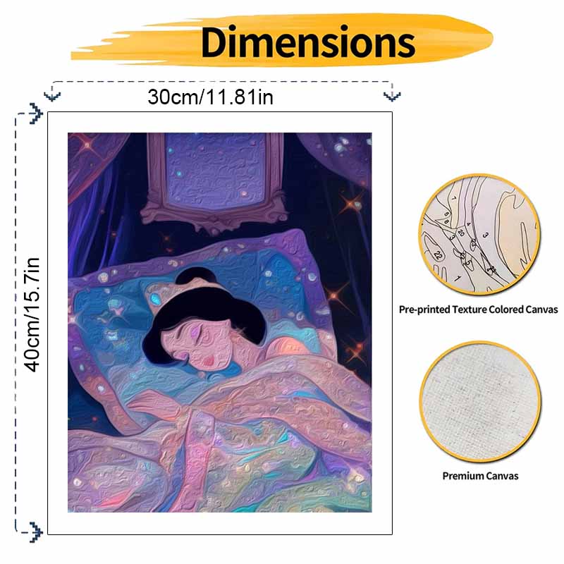 Disney Princess Jasmine DIY Oil Painting Art Painting Kit Home Wall Decor Handmade Gift For Adult Sparkling Sleeping Bed Bedroom Art
